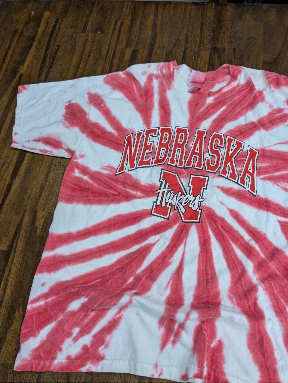 Nebraska Huskers Gildan Tie Dye T Shirt XL Red White Spiral